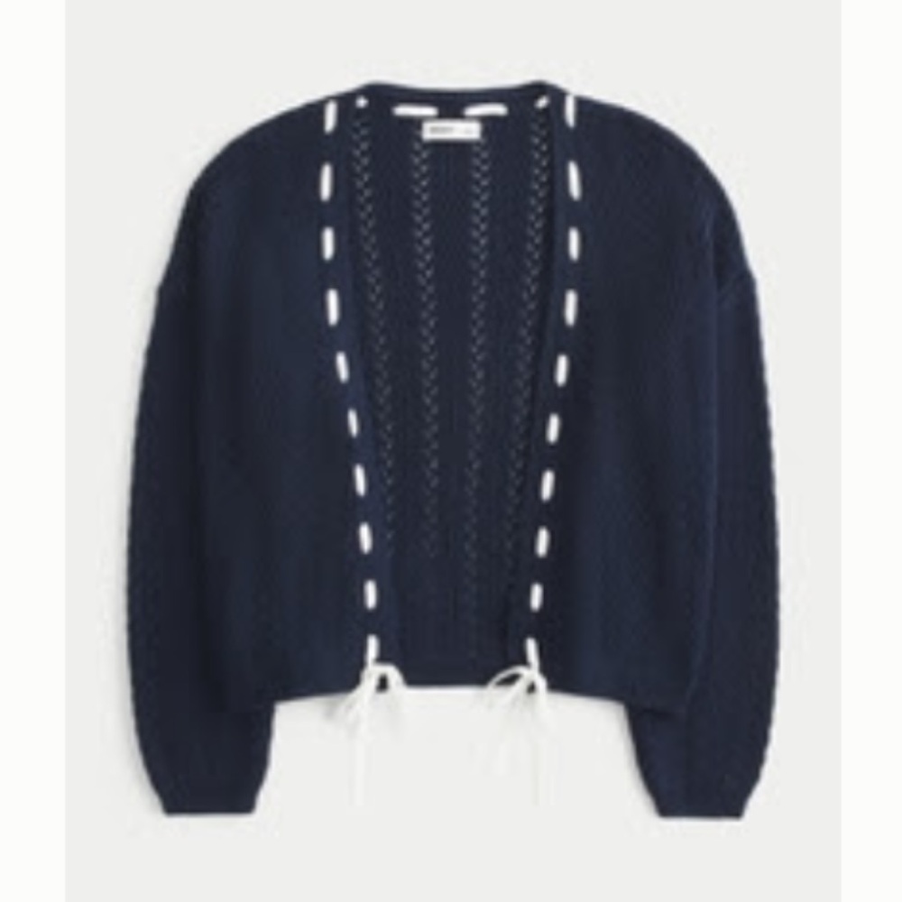 Hollister Navy Open-Front Cardigan